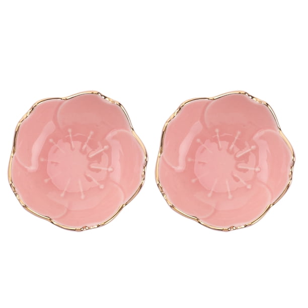 ColoMX 2 platos de porcelana para condimentos: plato para salsa con forma de flor de cerezo, cuencos de cerámica para mojar, cuencos para mojar sushi y platos de aperitivo de 2,75 pulgadas