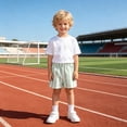 thumbnail image 4 of mgoYE Shorts for Boys 5-6 Years Cotton Stripe Elastics Waist Casual Summer Toddler Shorts Lightweight Green, 4 of 6
