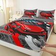 thumbnail image 3 of Manfei Sport Race Sheet Set King, Red Automobile Bed Sheets Set King Size, Teenager Boys Girls King Sheet Sets, Super Cozy Room Decorative, 4 Pieces, 3 of 7