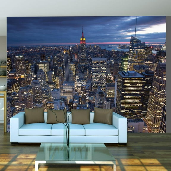 Tiptophomedecor New York Wallpaper Wall Mural - New York Night Lights