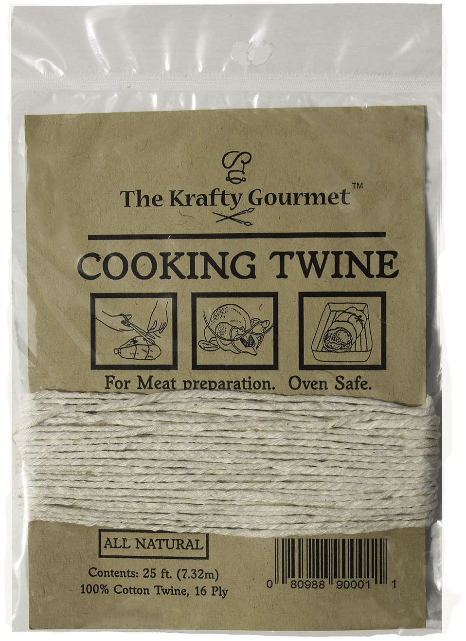 The Krafty Gourmet Natural 100 Cotton Cooking Twine 25'16 Ply