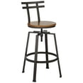 thumbnail image 2 of Elm Lane Clifton Bronze Metal Swivel Bar Stool Brown 29 1/2" High Industrial Adjustable Wood Seat with Backrest Footrest for Kitchen Counter Height, 2 of 9
