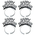 thumbnail image 2 of 4 Pieces New Years Eve Party Supplies,Happy New Year Headband Tiara,Metallic Fringed Noise Makers Gold Sliver for Kids and Adults (Black, 11*18cm/4.3*7.1inch), 2 of 4