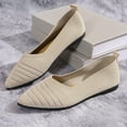 thumbnail image 4 of Flats for Women Comfortable Solid Color Soft Flats Square Toe Ballet Shoes Dressy Slip-ons Loafers Beige 6, 4 of 7