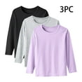 thumbnail image 3 of dazeni 3 Pack Girls' Long Sleeve Tees Soft Modal Crew Neck T Shirs Loose Casual Solid Color Undershirts Pullover Tops, 3 of 9