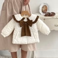 thumbnail image 4 of Odeerbi Infant Boys Girls Bow Ruffle Doll Collar Padded Coat Young Children Clothes Soft Warm Pajamas Holiday Birthday Gift White 8-10 Months, 4 of 9