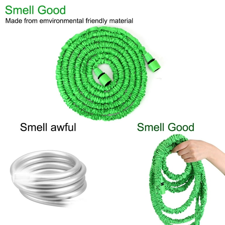 LNKOO 25FT Garden Hose Reel Wall Mount Expandable 3 Times TPE  Super-Strength High Pressure Flexible Water Hose with 3/4 Solid Fittings  Comes with Free Hose Hook 