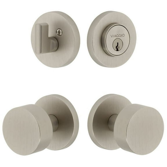 Viaggio Cloclo_Combo_234 Circolo Solid Brass Single Cylinder Keyed Entry Door Knob Set And