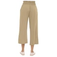thumbnail image 5 of Linen Capri Work Pants for Women Comfy Elastic Bell Bottom Lightweight Cropped Pants High Waist Stretch Work Palazzo Pants with Pockets Khaki M, 5 of 5