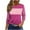 Hot Pink, variant on Wyobmus Women's 3/4 Sleeves V Neck T-Shirts Casual Striped Color Blocked Summer Round Neck Tops Casual Basic Tees Dark Gray