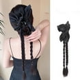 thumbnail image 4 of False Braids Women's Bow Claw Clip Ponytail Hand-Woven Long Braid, 4 of 5