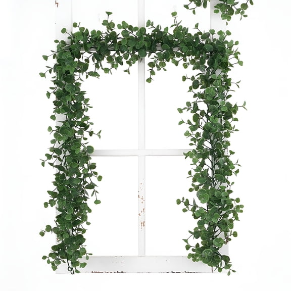 VANIDO Artificial Eucalyptus Leaves,Hanging Vines Garland Fake Green Baskets Leaves Plants Fake Flowers Fake Greenery Decor for Home Kitchen Garden Office Wedding Wall Party Decoration Fake Vines