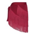 thumbnail image 6 of Haitryli Womens Belly Dance Hip Scarf Tiered Tassel Waist Chain Lace Up Skirt For Salsa Tango Burgundy One Size, 6 of 6