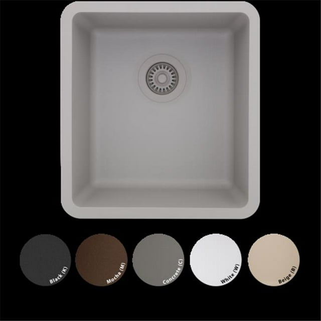 Lexicon Platinum LP-1618-M Small Single Bowl Quartz Composite Kitchen Sink, Mocha