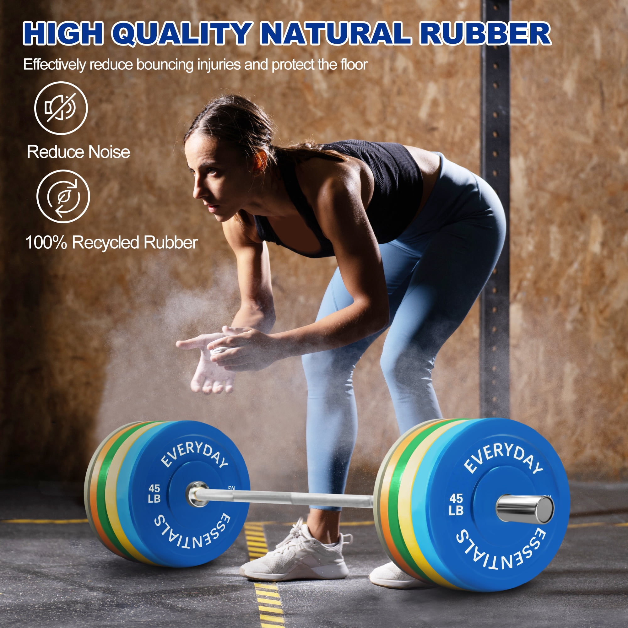 BalanceFrom Olympic Bumper Plate Weight Plate with Steel Hub, Color Coded, 260 lbs Set, Multiple Packages