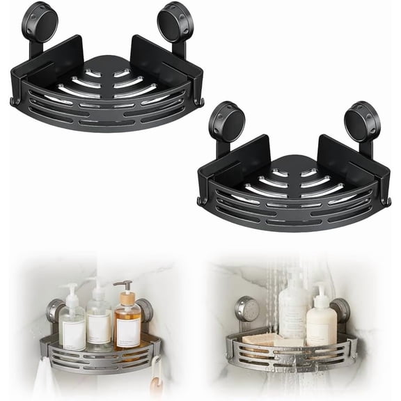 2026 New Triangle Suction Cup Shower Caddy – No-Drill Bathroom Corner Shelf with 40-Lb Heavy-Duty Hold, Easy Install Shower Storage