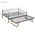 thumbnail image 5 of Full Size Metal Daybed with Pull-Down Bed,Heavy-Duty Steel Daybed Frame with Twin Size Adjustable Trundle Portable Folding Trundle,Extendable Daybed for Bedroom Living Room,No Box Spring Needed,Black, 5 of 7