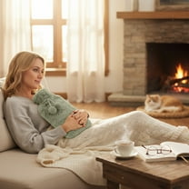 Cute Water Filled Hot Water Bag, Large Capacity Rubber Thermal Bag for Winter, Heat Retention, Soft Velvet Cover, Warm Bed, Body Comfort, Safe and Reusable Hot Water Bag for Home or Office