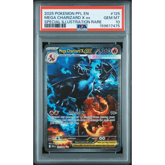 Collectible 2025 Pokemon Mega Evolution Phantasmal Flames Special Illustration Rare Mega Charizard X Ex #125 PSA 10