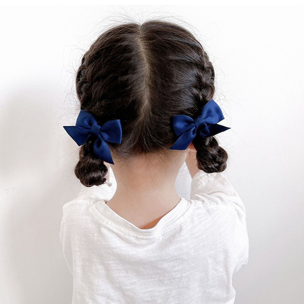 2Pcs Sweet Hair Accessories Solid Color Gifts Kids Hair Clips Bowknot Barrettes Bow Headgear Baby Hairpins DARK PINK