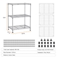 thumbnail image 3 of IZEUK 3-Tier Wire Shelf for Laundry Room Book Adjustable, 450 lbs Capacity, 17.7" W x 11.8" D x 26.3" H,Chrome, 3 of 8