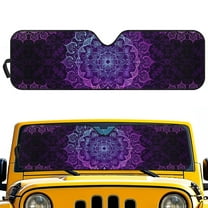 Uorisanigo Windshield Sun Shade, Purple Mandala Visor Shield Cover for Wrangler TJ JK JKU JL JLU,UV Ray & Heat Block Auto Shades, Sun Shade Windshield Cover for Jeep