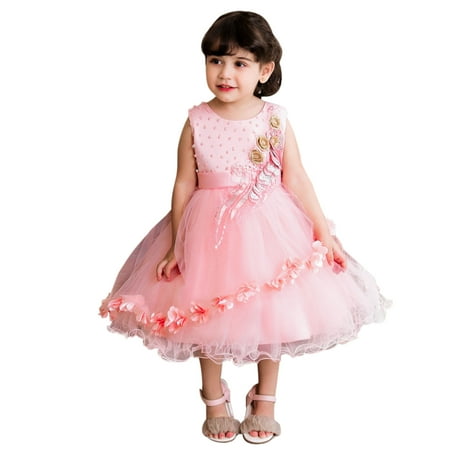 

LOEL Toddler Baby girls Flowers Princess Dress Sleeveless Casual Birthday Dress with Tutu Skirt