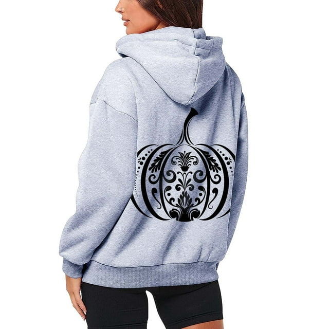 VBARHMQRT Couverture à Capuche Mode Femme Imprimé Citrouille Fermeture Éclair Manches Longues Poche Cordon Décontracté Sport Sweat à Capuche