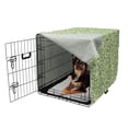 thumbnail image 2 of Green Dog Crate Cover, Swirled Curly Abstract Leaves with Damask Influences Ornate Vintage, Easy to Use Pet Kennel Cover for Medium Large Dogs, 35" x 23" x 27", Pale Green Fern Green, by Ambesonne, 2 of 6