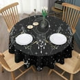 thumbnail image 3 of Black Moon Star Floral Pattern Round Tablecloth 60"x60",Wrinkle Wipeable Table Cloth for Kitchen Dining Room Picnic Patio Party, 3 of 6