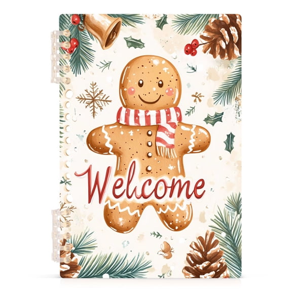 Cute Welcome Gingerbread Man Notebooks 1-subject Journal 60 Sheets A5 College Ruled Paper Detachable Ring 8.3"x5.7"