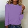 thumbnail image 2 of CEHVOM Blouse d'Été Décontractée à Manches Longues pour Femmes Col Rond Hauts Unis T-Shirt Liquidation, 2 of 4