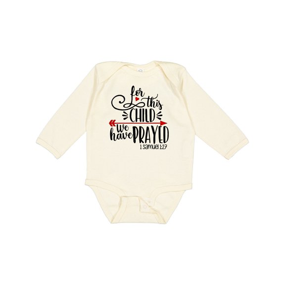Inktastic For This Child We Have Prayed Red Arrow and Heart Boys or Girls Long Sleeve Baby Bodysuit