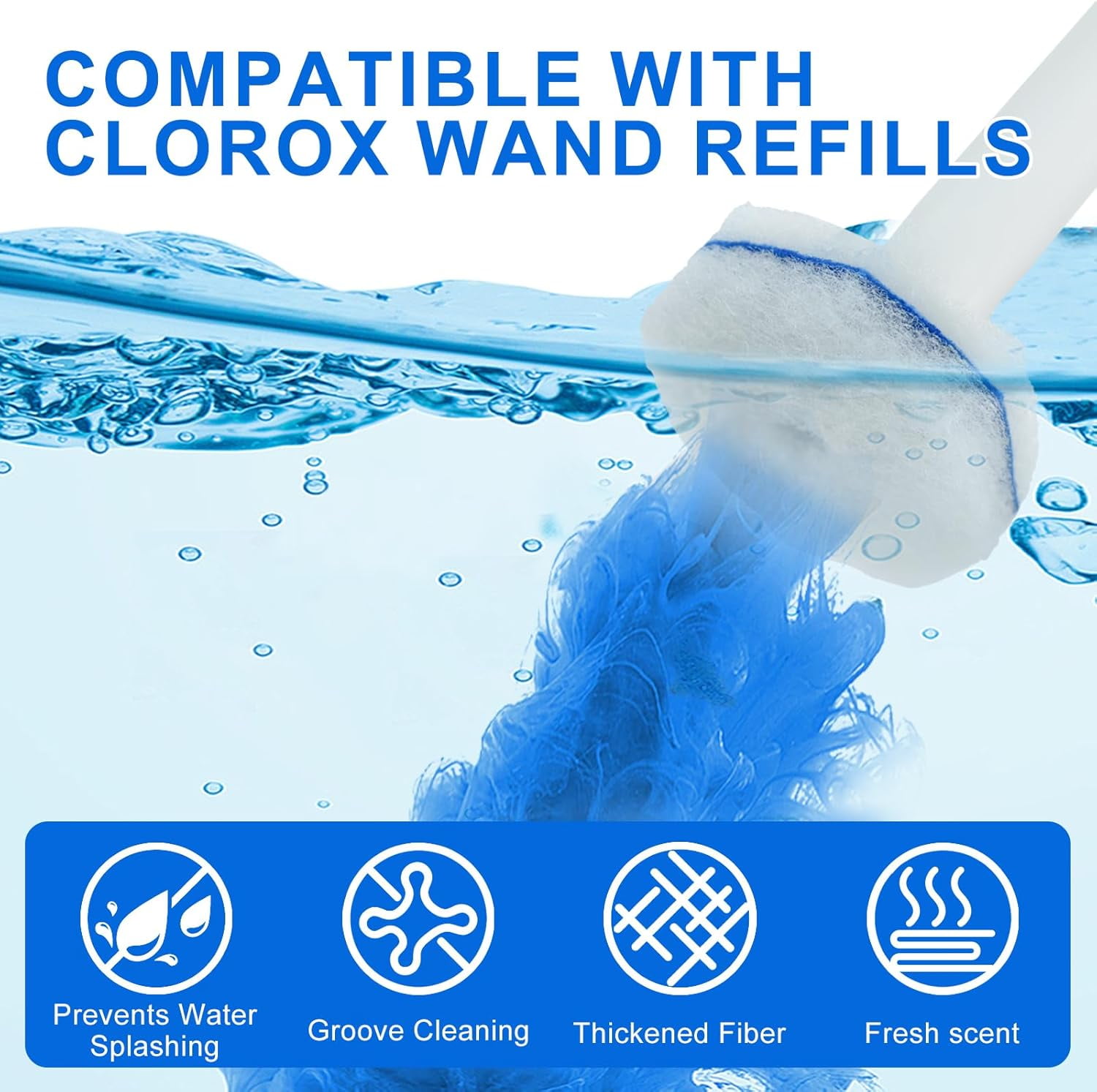 30 Count Toilet Wand Refills for , Disposable Brush Compatible with ToiletWand Cleaning System, Upgrade Fiber Bowl Cleaner Closestool Cleaning.（not included brush rod）