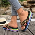 thumbnail image 2 of DAFEI Thick Soled Wedge Color Block Slip Outdoor Flip Flop Women's Rhinestone Thong Sandals, 2 of 8