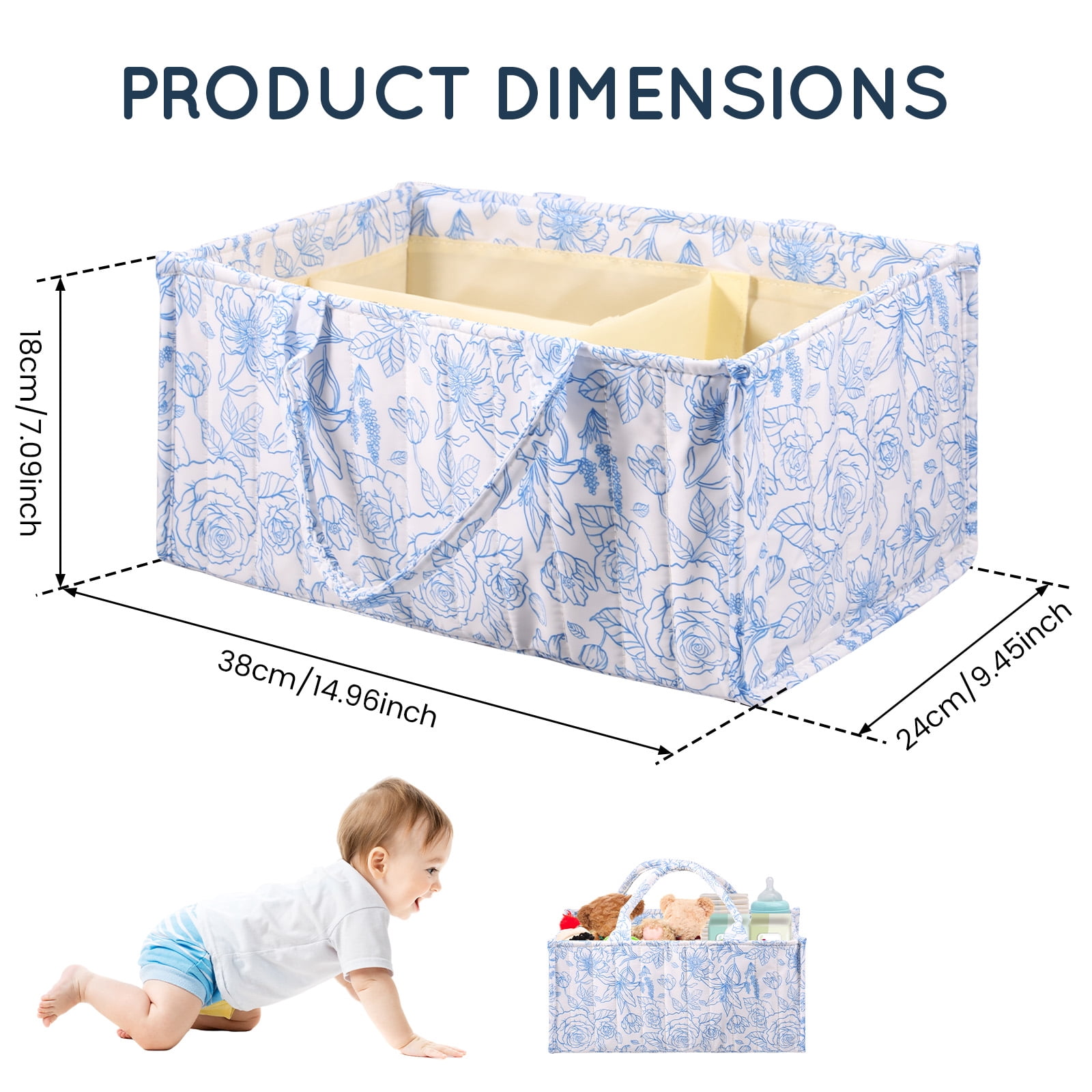 HKJUNFEI Baby Diaper Caddy Organizer with Cotton and Polyester Lightweight and Portable Diaper Caddy Organizer for Home Outdoor