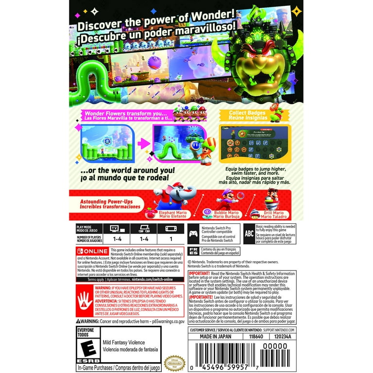 Nintendo Switch Super Mario Bros. Wonder Game - U.S. Edition
