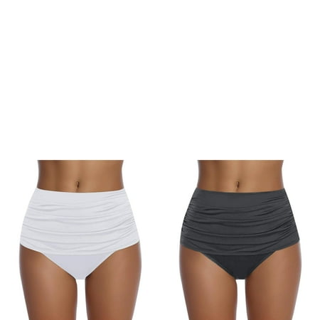 Wijhcboe 2 Pack Women s Underwire Swimsuits for Women plus Size Swim High Ruched Bottom Swim Tops for Boys Swimsuit Waisted Bikini Briefs Front Tie Skirt Set Swimwears Tankinis Swimming Bra for Wome