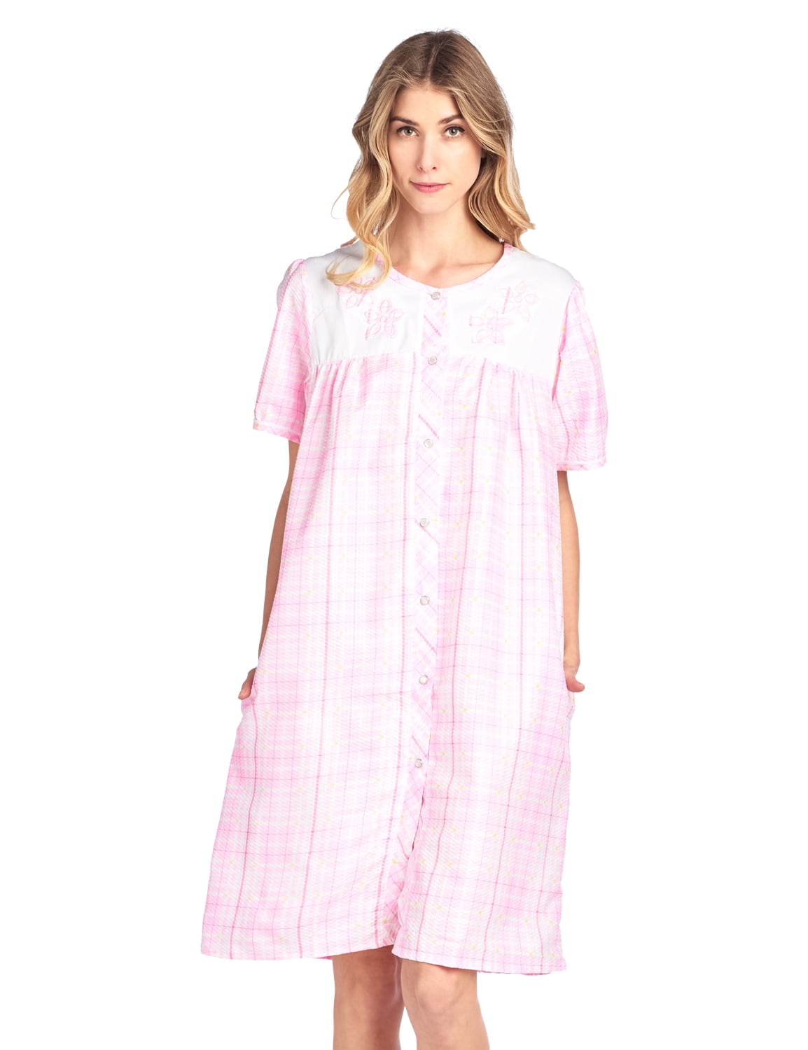 Casual Nights Women's Short Sleeve SnapFront Lounger Duster House