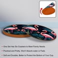 thumbnail image 4 of Flamingo Microfiber Leather Round Coasters (6PCS) - 11x11 cm/4.3x4.3 in Square Drink Coasters Set for Table and Home Decor, 4 of 6