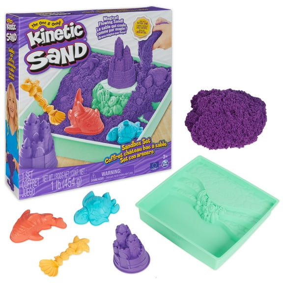 Kinetic Sand Sandbox Set Purple Sand, Tools & Storage