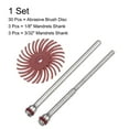 thumbnail image 3 of Uxcell 30 Pieces Radial Bristle Disc Set 1" 220 Grit Detail Abrasive Brush Kit with 1/8" 3/32" Shank Mandrels, Red, 3 of 5
