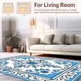 thumbnail image 2 of ODIKA 4'x6' Machine Washable Non-Slip Area Rug, Delicate Medallion Design Featuring Curves and Interlaced Floral High Traffic Rug, Blue, 444954, 2 of 7
