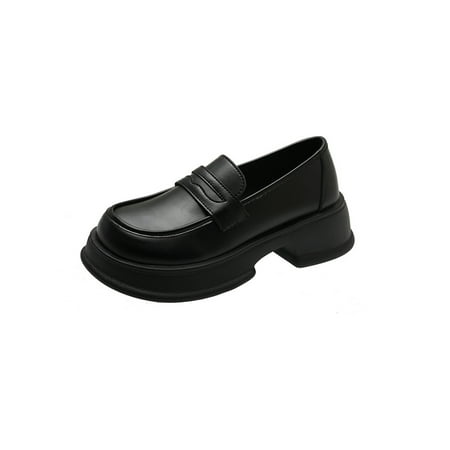 

Lumento Womens Loafers Classic Platform Loafer Slip On Shoes Comfortable Mary Jane Shoe Casual British Lug Sole Black 7.5