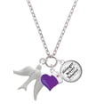 thumbnail image 1 of Delight Jewelry Silvertone 3-D Dove - Purple Heart Nurse Strong Zoe Necklace, 1 of 4