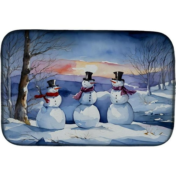 21 x 14 in. Unisex Christmas Snowmen Dish Drying Mat