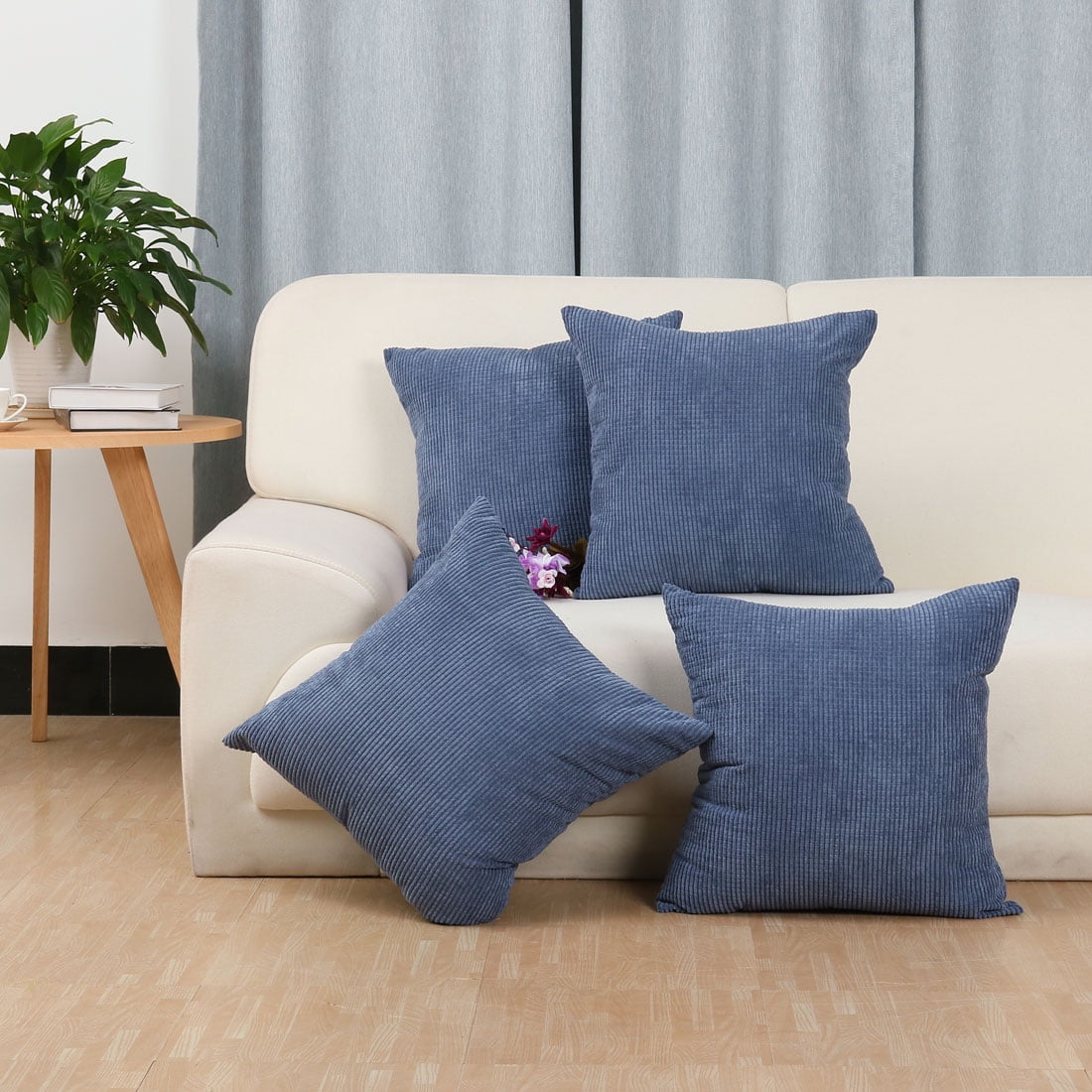 Home Sofa Cushion Cover Corduroy Striped Decorative Throw Pillow Case