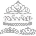 thumbnail image 1 of Un conjunto de 5 diademas de cristal (plateadas), diadema con diamantes de imitación para mujeres adolescentes, joyería para el cabello, diadema de boda, corona para fiesta, diadema de novia para boda, 1 of 3