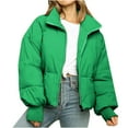 thumbnail image 2 of ShomPort Women's Winter Stand Collar Zip up Puffer Jacket Baggy Short Padded down Warm Coat, 2 of 5