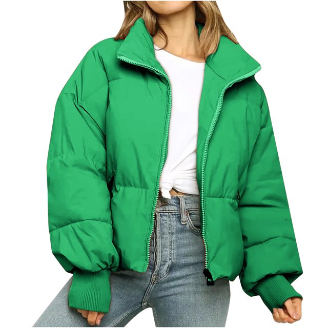 LOVZFMLL Vestes pour Femmes Mode Femmes Cardigan Col Montant Veste en Duvet Manteau Rembourré